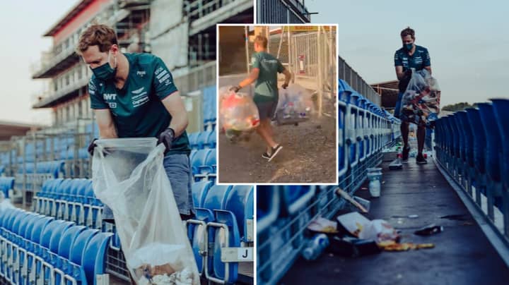 Sebastian Vettel Stayed Behind After British Grand Prix To Help Clear Litter From Stands 