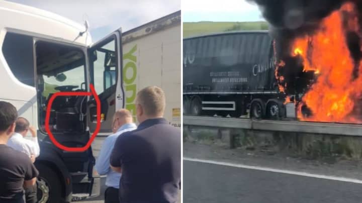 Truck Driver Allows Other Drivers To Watch England vs Germany On His TV During Motorway Standstill