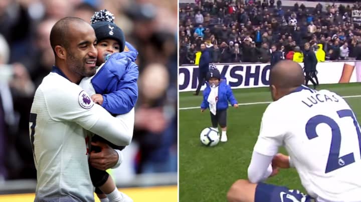 Lucas Moura Celebrates Hat-Trick On The Pitch With His Young Son