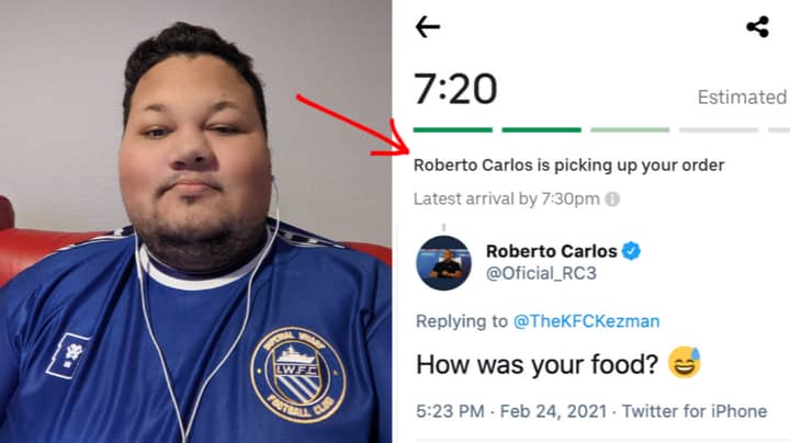 Man Finds Out UberEats Driver Is Called Roberto Carlos, He Tweets About It And Gets Biggest Shock Of His Life