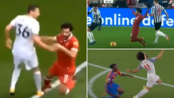 Compilation Of 'Career-Ending Challenges' On Mohamed Salah Exposes His 'Diving'