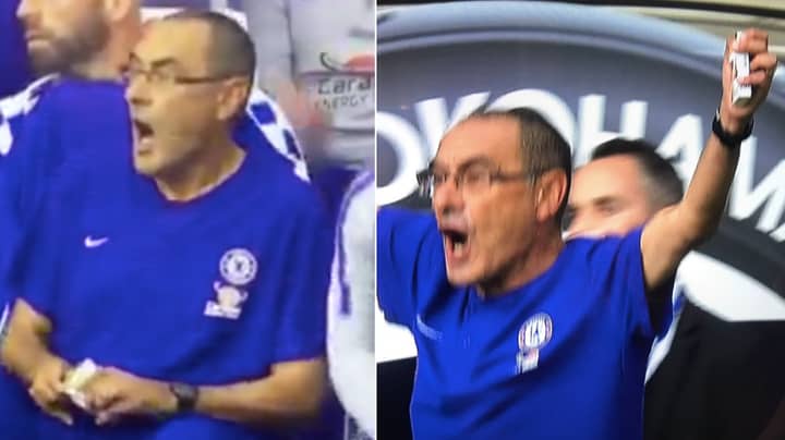 Maurizio Sarri Spotted Holding Pack Of Cigarettes Throughout Arsenal Game