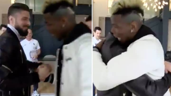 Olivier Giroud's Reaction To Paul Pogba's New Hairstyle Is Priceless 