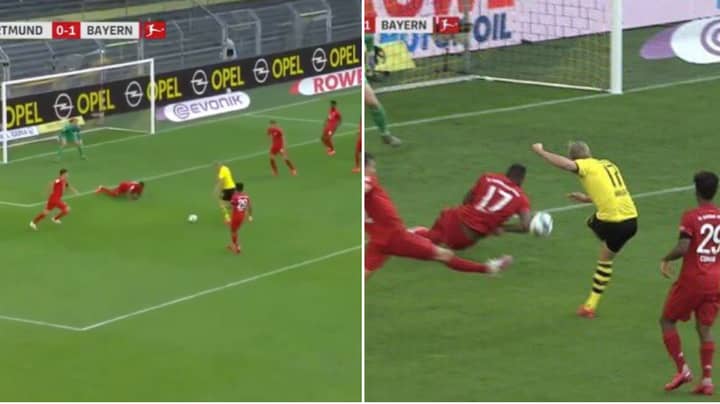 Jerome Boateng Blocks Erling Haaland's Shot With His Arm But No VAR Review 
