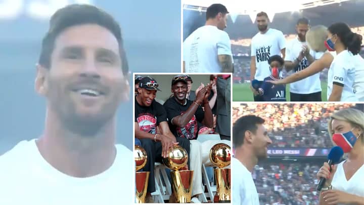 Lionel Messi Introduced To PSG Fans At Parc Des Princes With Chicago Bulls' Iconic Theme Song