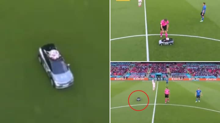The 'Little Car' Returned To Deliver The Match Ball For Italy Vs. Spain And It Was Incredible 