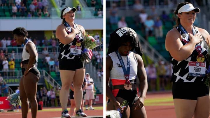Olympic Hammer Thrower Gwen Berry Turns Away From US Flag During National Anthem