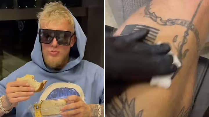 Jake Paul Gets Tattoo Mocking Floyd Mayweather Immediately After Stealing His Hat In Fight