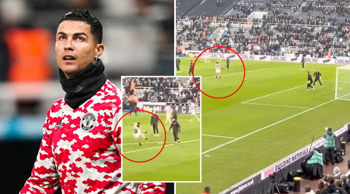 Cristiano Ronaldo Reacts To Being Jeered During Warm-Up Shooting Drill Before Newcastle Game