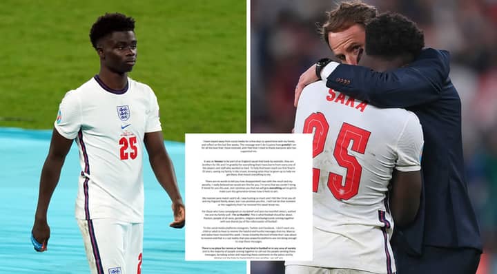 Bukayo Saka Shares Emotional Message After Suffering Vile Racist Abuse Following Missed Penalty In England’s Euro 2020 Defeat To Italy