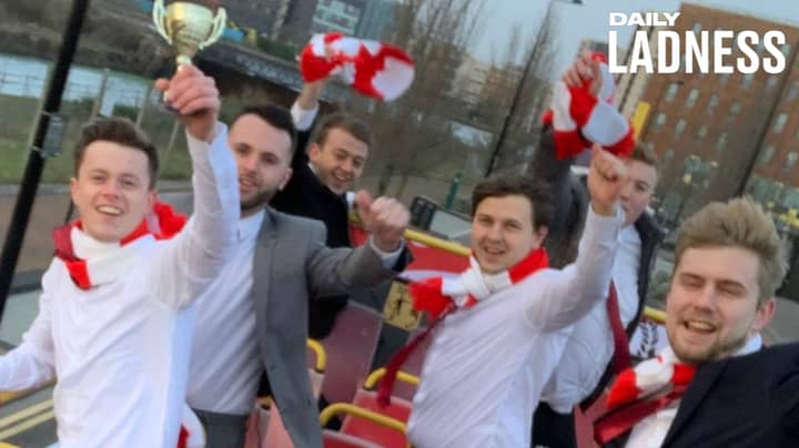 Five-A-Side Team Celebrate Unbeaten Season With Open-Topped Bus Tour Around Cardiff
