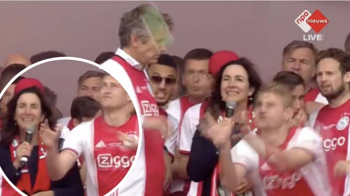 Matthijs De Ligt Catches Object Thrown At Major Of Amsterdam During Title Celebrations