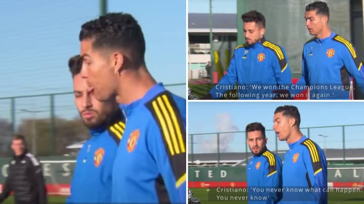 Cristiano Ronaldo Spotted Giving Motivational Speech To Alex Telles