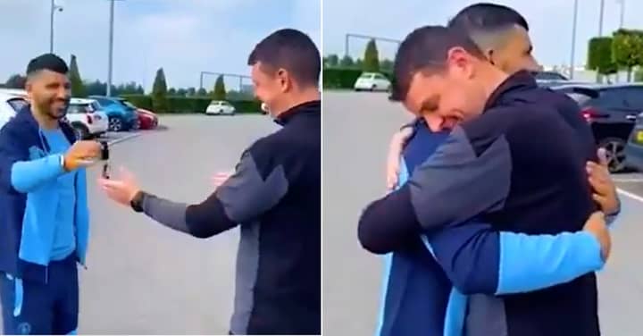 Footage Emerges Of Sergio Aguero Giving Away His Car To Manchester City Kit Man