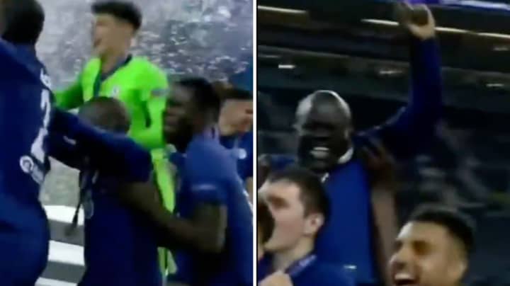Kurt Zouma Lifted N'Golo Kante In The Air So He Could Be Seen During Champions League Celebrations 