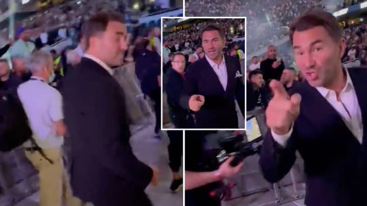 Eddie Hearn Turns Around And Confronts Fan Who Hurled Abuse At Joshua vs Usyk Event 
